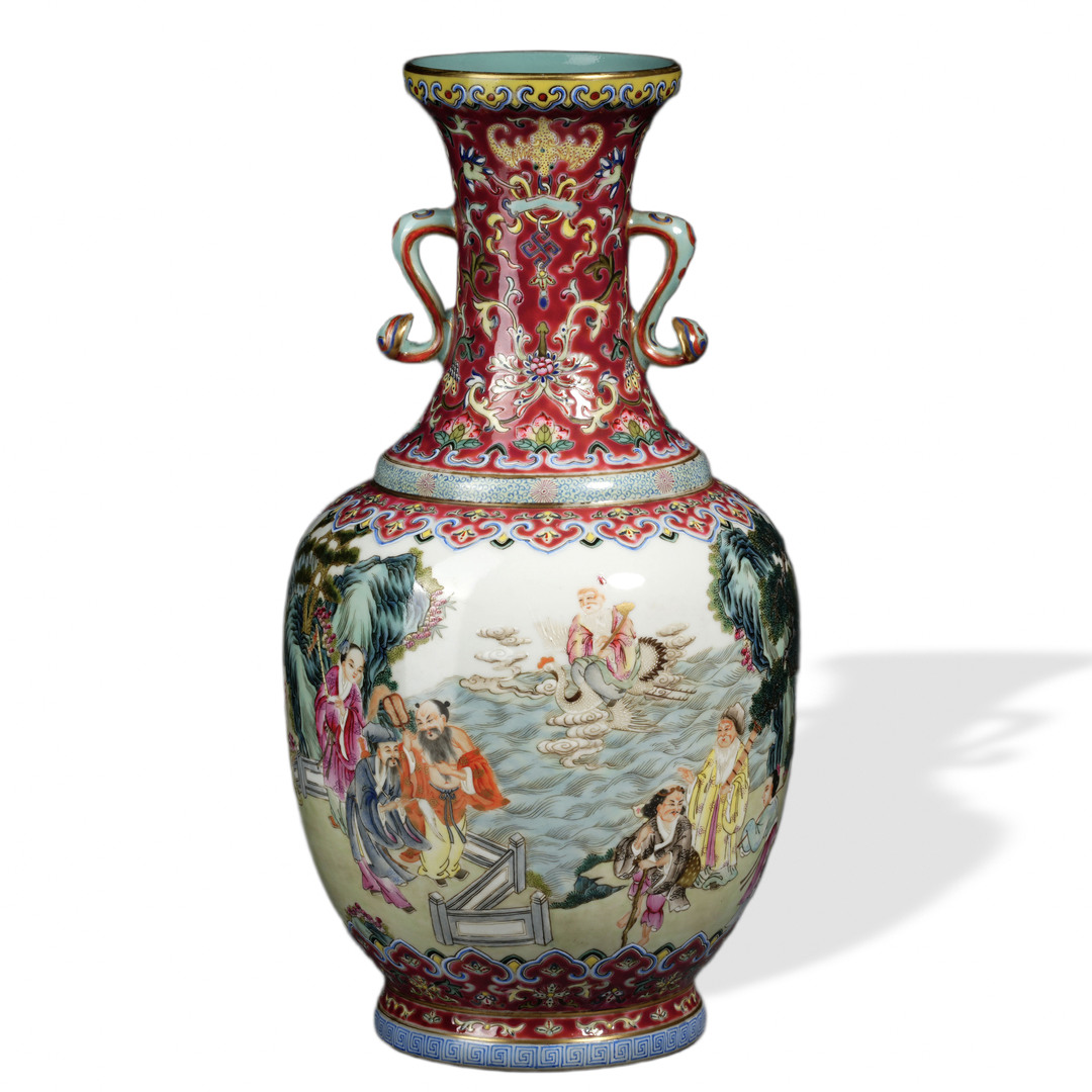 Famille Rose Eight Immortals Vase